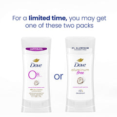 Dove desodorante sin aluminio en tres unidades para viaje.