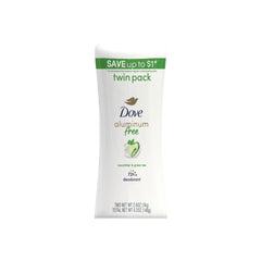 Dove Desodorante sin aluminio con pepino y té verde, fragancia fresca para uso diario.