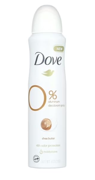 Dove Desodorante sin aluminio con manteca de karité para piel suave en uso diario.