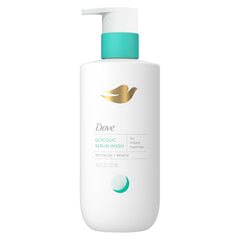 Dove Glycolic Serum Wash, volcado de botella, espuma cremosa para una limpieza suave.