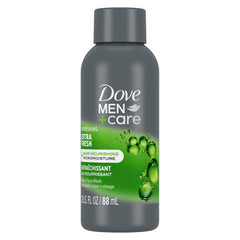 Dove Men+Care Refrescante, botella, hidratación de larga duración para piel suave durante el día.