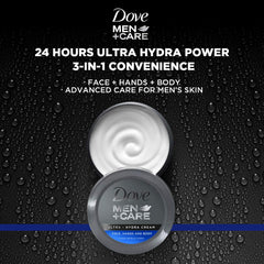 Dove Men+Care Ultra Hydra crema para cuerpo, hidratación diaria y confort.
