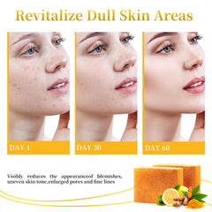 DOXOLATO barra exfoliante limón curcuma para cuerpo, textura revitalizada
