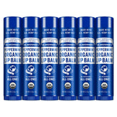 Balsamo labial Dr. Bronner's con menta para labios secos en envase compacto.