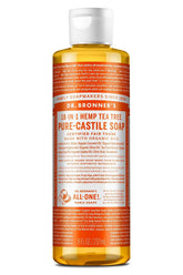 Dr. Bronner's Castile LIQ OG3 arbol de te, botella, limpia suavemente con aceites vegetales
