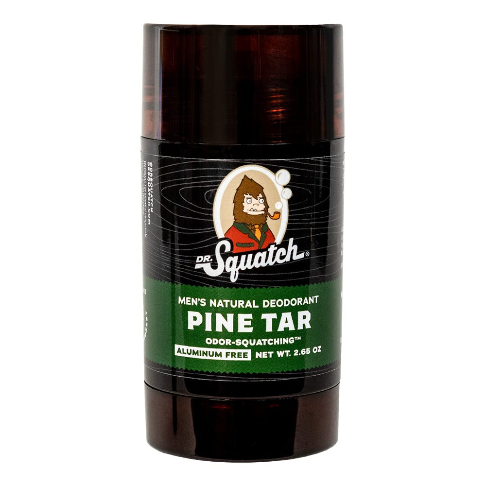 Dr. Squatch desodorante natural para hombres en embalaje, protección duradera y aroma natural