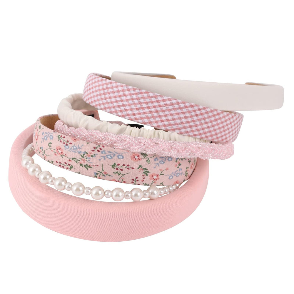 Diadema Drnytunk con perlas y flores rosa, ideal para completar tu atuendo en eventos.
