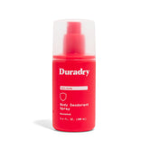 Duradry desodorante corporal sin aluminio, botella frontal, protección duradera y sin manchas