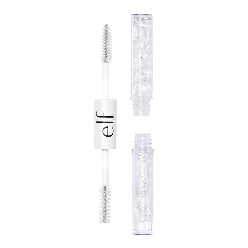 e.l.f. máscara clara para cejas y pestañas con doble cepillo para definición.