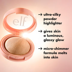 Micro-brillos finos se funden con la piel para resplandor natural.