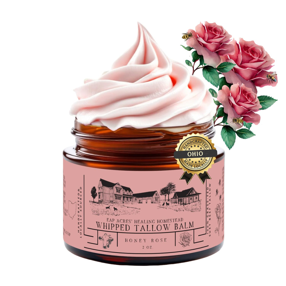 Bálsamo de sebo de res con rosas de EAP ACRES para piel seca y sensible