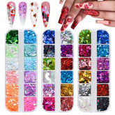 EBANKU corazones holográficos en uñas para brillo festivo.