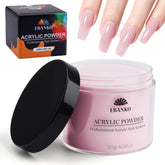 EBANKU polvo acrilico rosa 120 g en frasco, para uñas duraderas y acabado suave.
