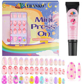 EBANKU uñas postizas para niñas con puntos coloridos para manicuras divertidas en casa.