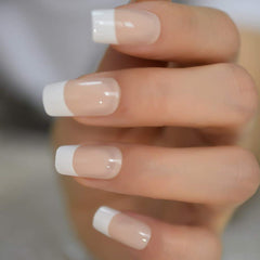Uñas postizas EchiQ medias, enfoque Frances natural para un look elegante y duradero