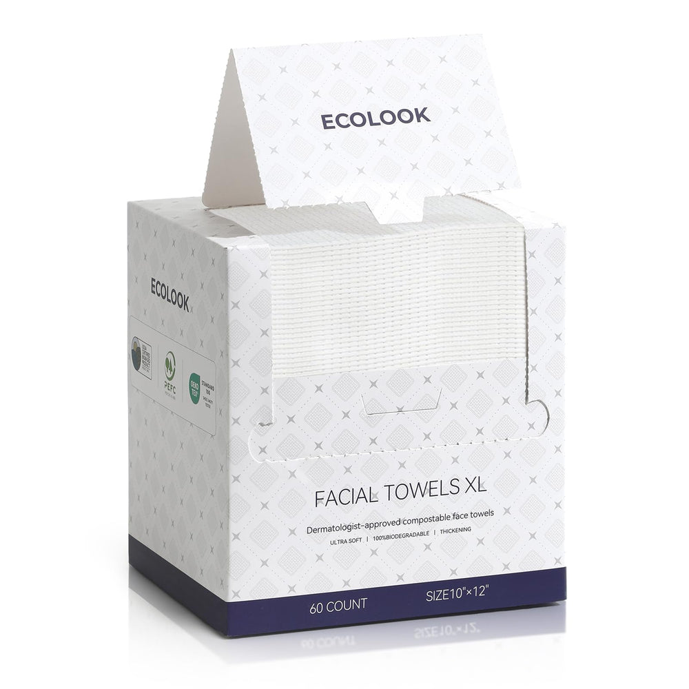 Toalla facial ecolook XL en caja de 60, fácil de usar en casa