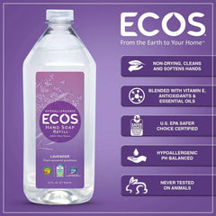 ECOS Jabón de manos lavanda: vitamina E para hidratación suave.
