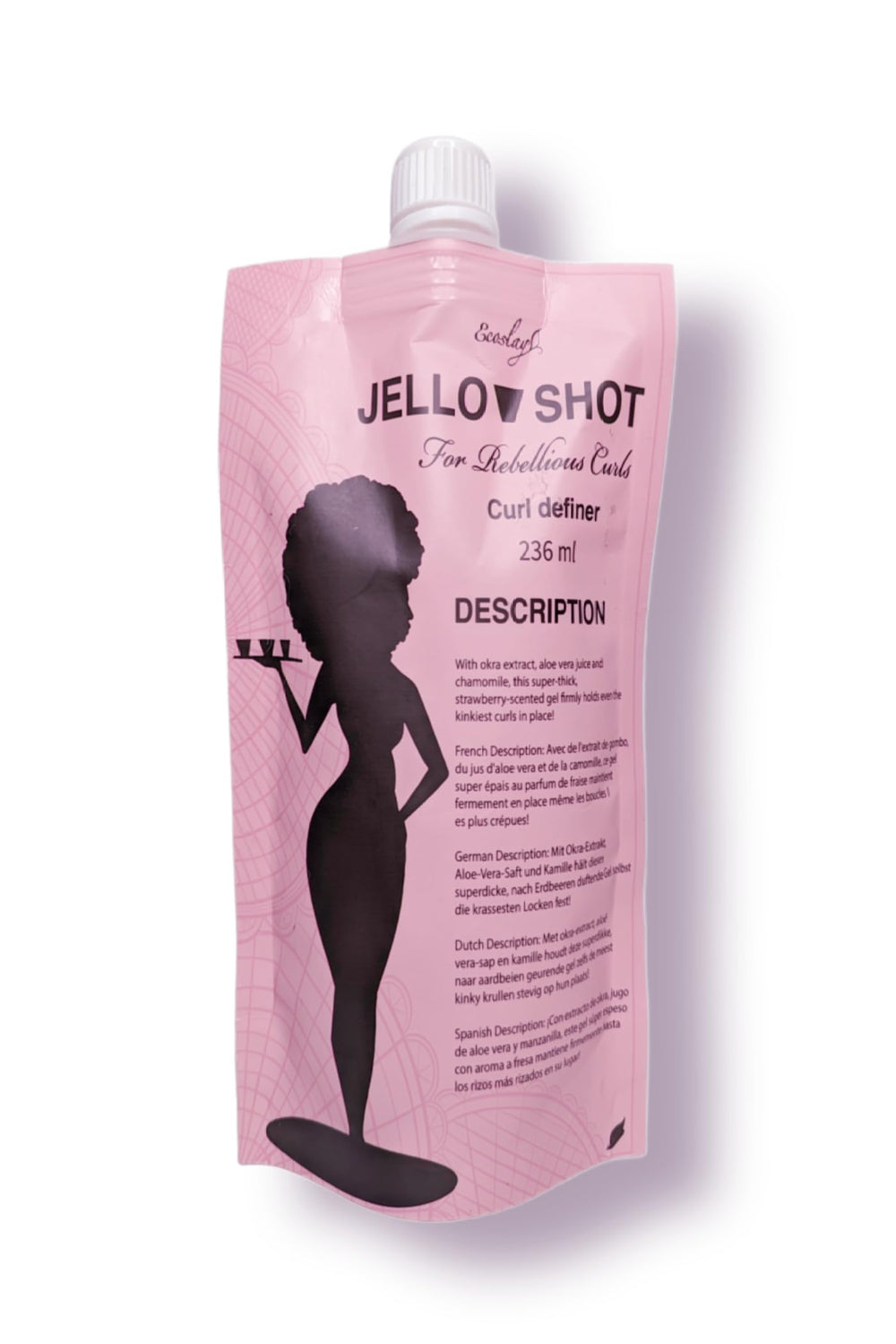 Ecoslay Jello Shot Gel aplicado suavemente para rizos definidos y sin frizz