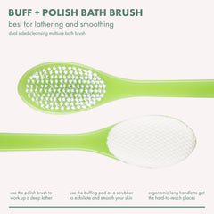 EcoTools Buff + Polish cepillo de dos caras para limpieza y exfoliación.