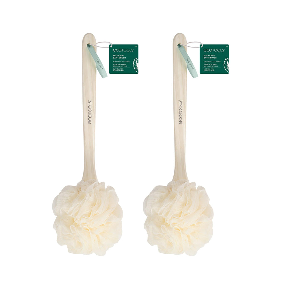EcoTools EcoPouf cepillo de baño con mango largo para alcanzar la espalda.