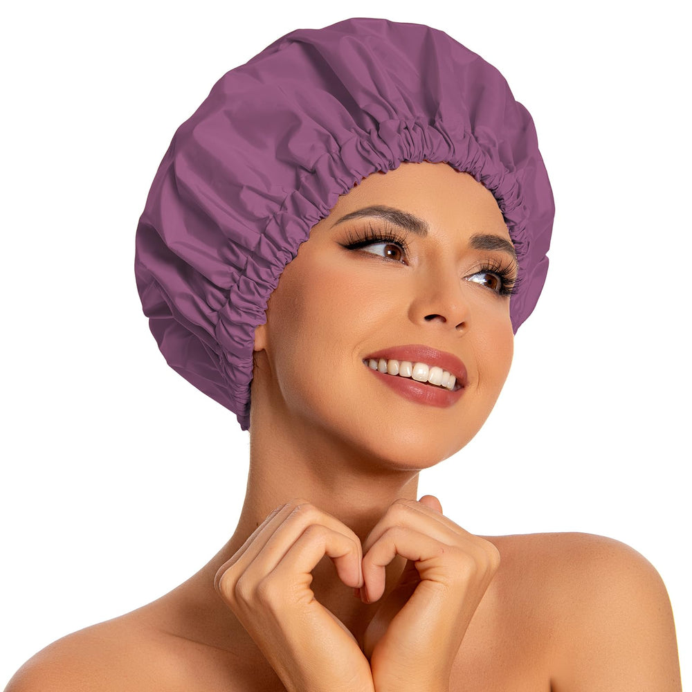 Gorro de ducha Edoneery impermeable para cabello largo mantiene el peinado seco.