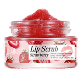 ELAIMEI exfoliante labial fresa en bote, suaviza labios resecos con exfoliación suave.