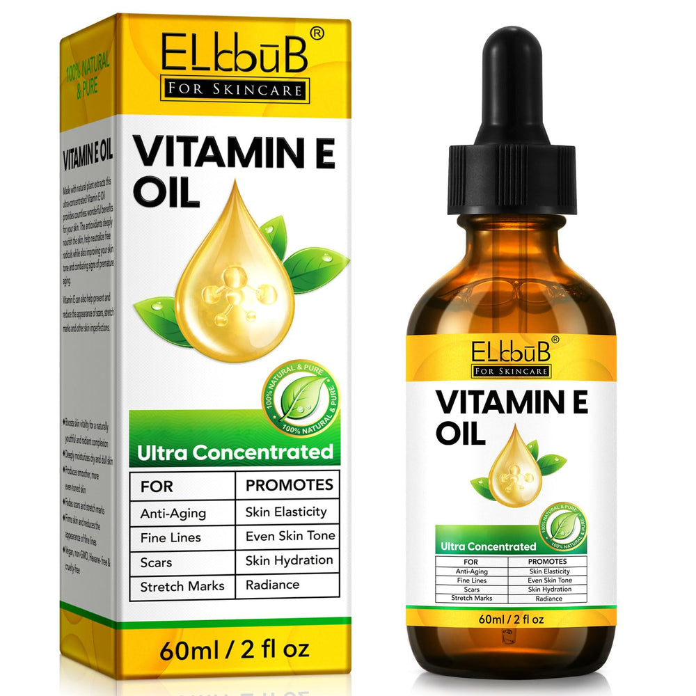 ELBBUB Aceite Vitamina E de alta concentración para rostro y cuerpo, hidratación intensiva.