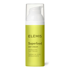 ELEMIS Superfood Day Cream en bote, crema hidratante ligera para piel radiante.