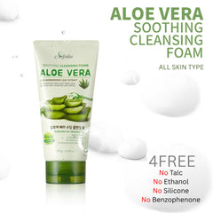 Esfolio textura de espuma Aloe Vera para limpieza profunda sin resecar.