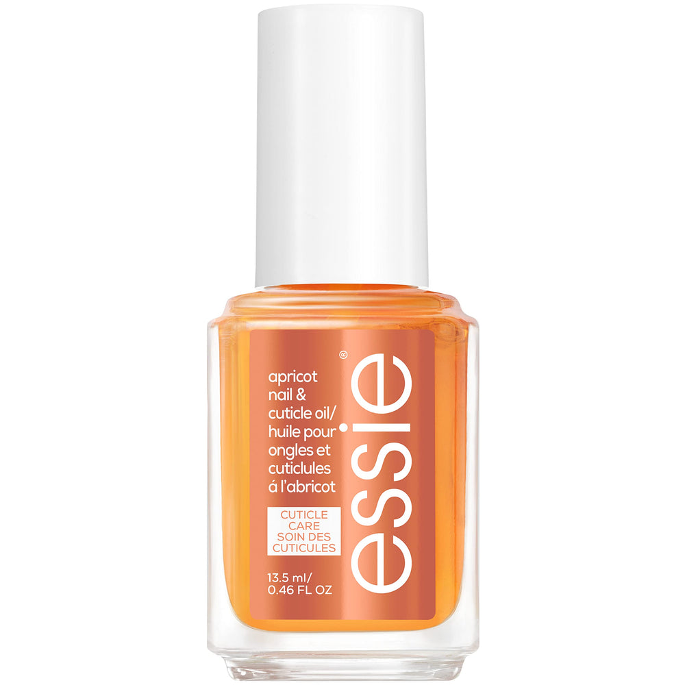 essie Aceite de albaricoque para uñas en envase, rehidrata cutículas suavemente.