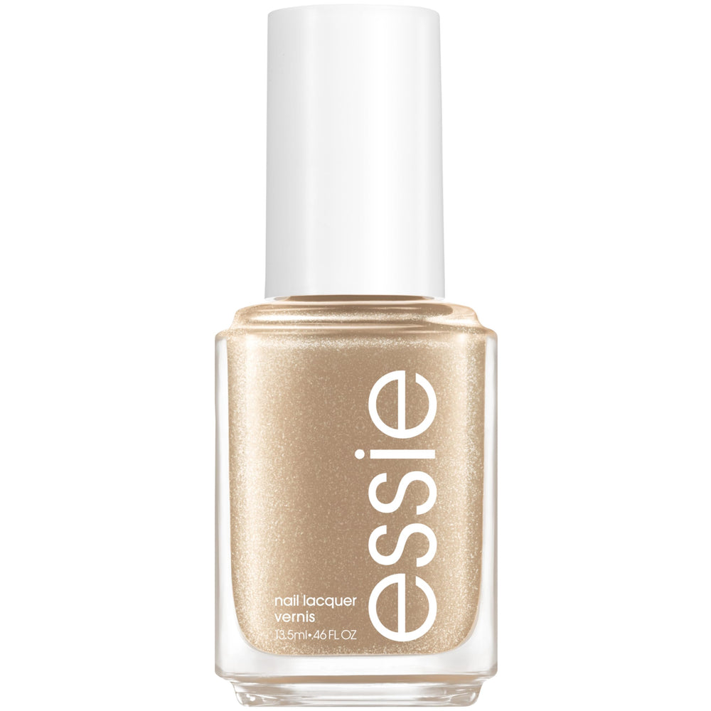 essie Good As Gold: botella en primer plano con acabado dorado brillante