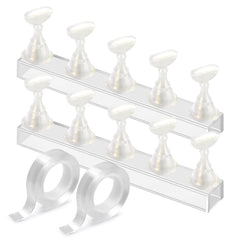 Etercycle soporte uñas acrílicas en blanco y dorado, ideal para entrenar diseños con estabilidad.