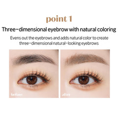 Cejas terminadas con Color My Brows para un look pulido.