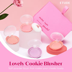 ETUDE Lovely Cookie Blusher con aplicador tipo almohadilla para aplicación cómoda