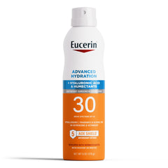 Eucerin Hidratación Avanzada SPF30 en spray para hidratación rápida y duradera.