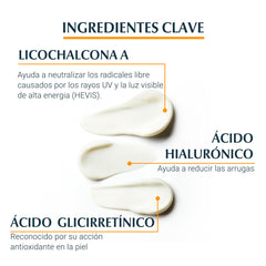 Aplicación en mano del protector solar Eucerin para rostro suave.
