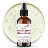 Sérum Eva Naturals con retinol e hialurónico en botella 2oz para suavizar la piel.
