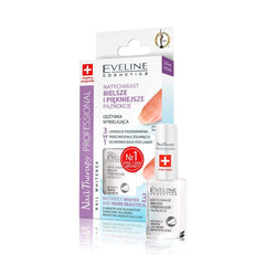 Envase de Eveline 3 en 1 blanqueador de uñas, protección base inicial