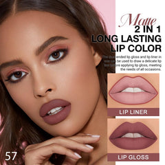 Evpct labial líquido rojo-marrón mate, aplicador suave para color intenso y uniforme.