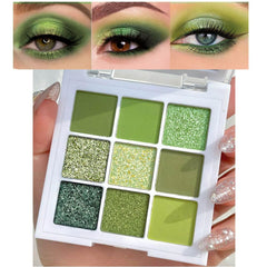 evpct Paleta sombras verdes con brillos para ojos, ideal para resaltar mirada.