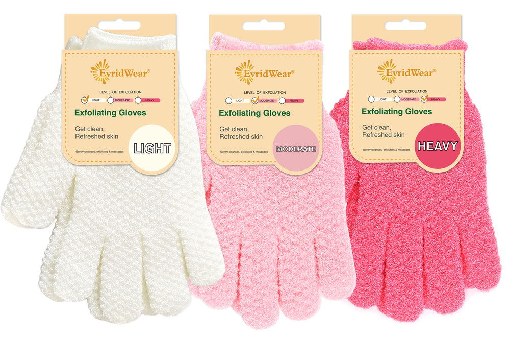 Guantes exfoliantes Evridwear con textura dual para exfoliación suave y eficaz