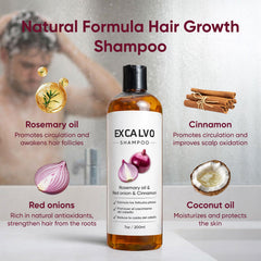 EXCALVO champú romero con gotas de aceite, experiencia aromática y revitalizante.