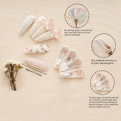 Fancy Clouds clip de pelo para niñas pequeñas, tonos mostaza-marrón, combina con conjuntos neutros.