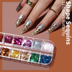 Adhesivos para uñas Fandamei con mariposas, aplicación suave y duradera.