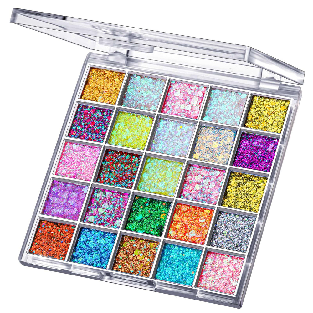Paleta FANDAMEI con 25 colores para rostro y cuerpo, ideal para looks festivaleros