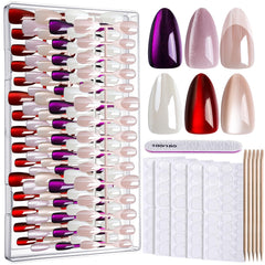 Fandamei uñas postizas almendra rosa con brillo diamantado para fiestas.