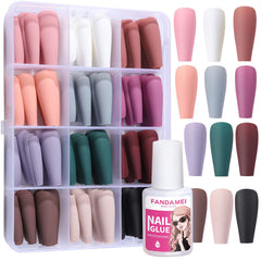 Fandamei uñas postizas largas en forma coffin para un look elegante