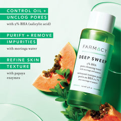 Farmacy Deep Sweep Toner: exfoliación suave con papaya para piel radiante.