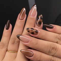 FBABFBUO uñas almendra corta brillo frances, aspecto natural y acabado duradero.