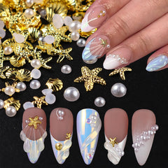 Adorno para uñas FDSQHSA estrella de mar dorada para un look veraniego
